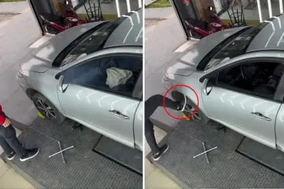 Kontak açıkken tekerleğe tekme atmasının bedeli ağır oldu