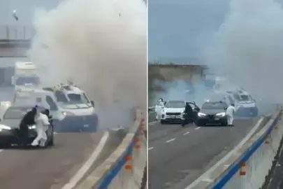 Otoyolda dehşet! Zırhlı aracı patlatıp soymaya çalıştılar