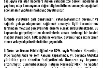 Elazığ Valiliği’nden denetim açıklaması