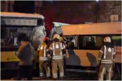 İETT otobüsü ile servis minibüsü çapıştı