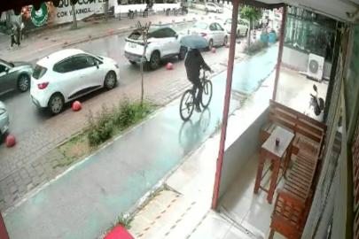 Bisikletle gelip motosikleti çaldı