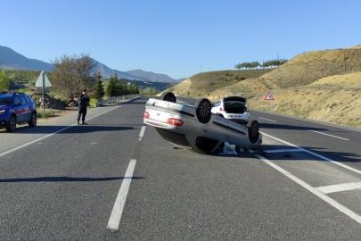 Kontrolden çıkan otomobil takla atıp ters döndü: 1 yaralı