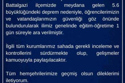 Malatya’da eğitime 1 gün ara verildi