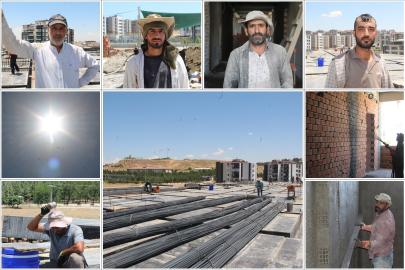 İnşaat çalışanlarının 45 derecede zorlu ekmek mücadelesi