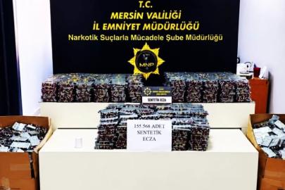 Mersin'de 155 bin 568 sentetik ecza hapı ele geçirildi: 2 tutuklama