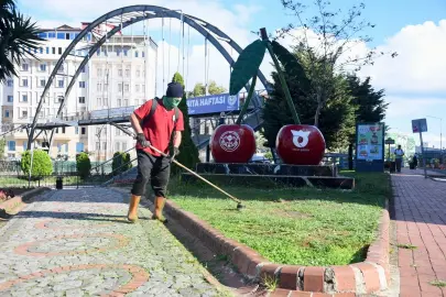 Giresun'da yeşil alanlara makyaj